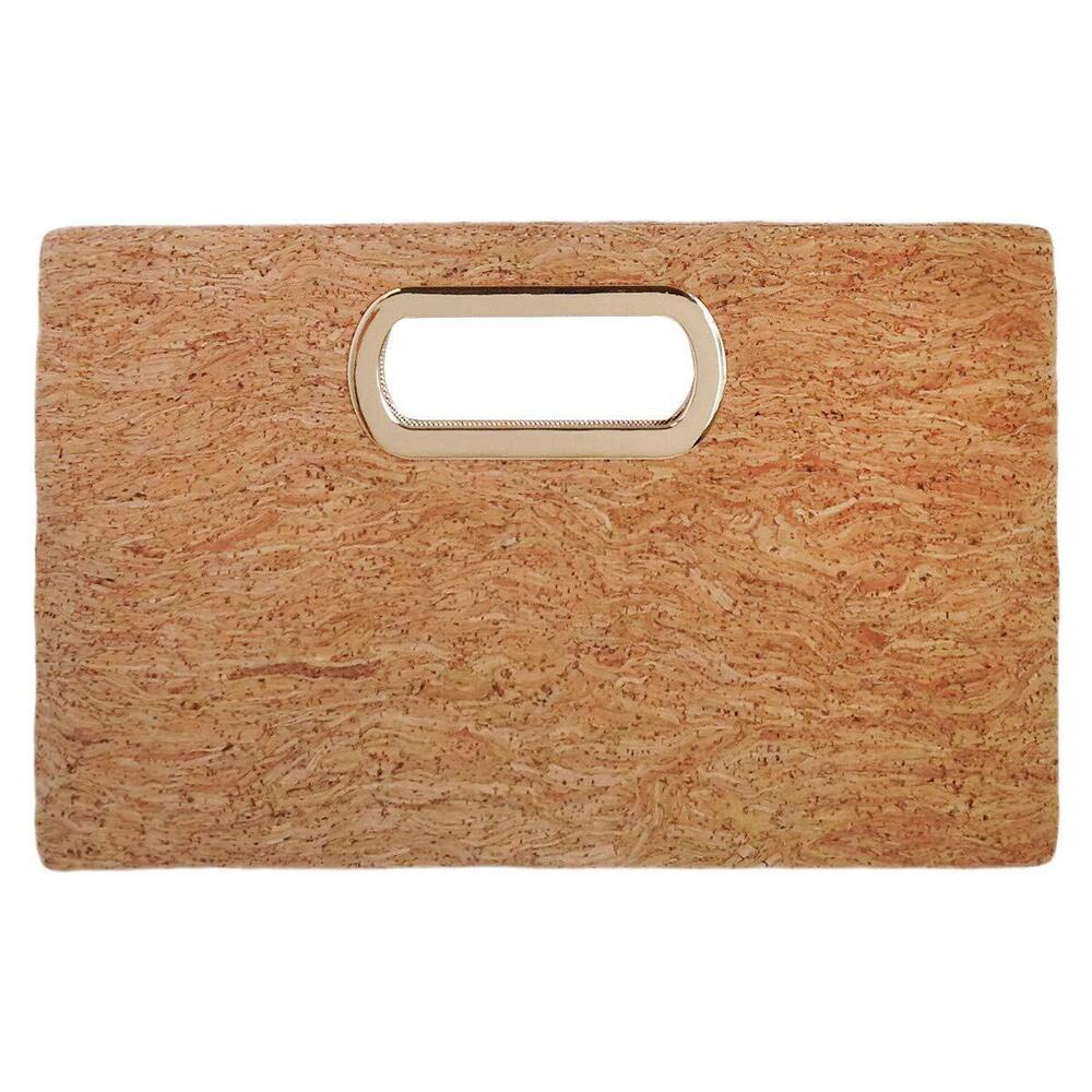 3768 Cork Top Handle Clutch Bag – Natural Cork Handbag with Detachable